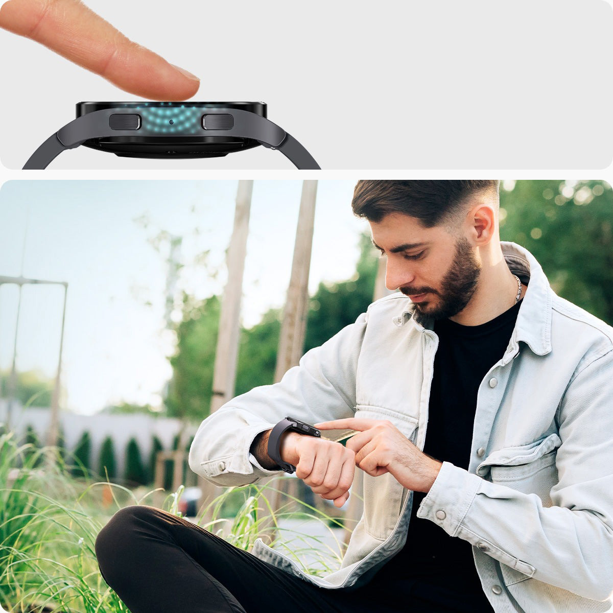 Szkło hartowane Spigen Glas.tr EZ Fit 2-Pack z ramką aplikacyjną dla Galaxy Watch 6 44mm